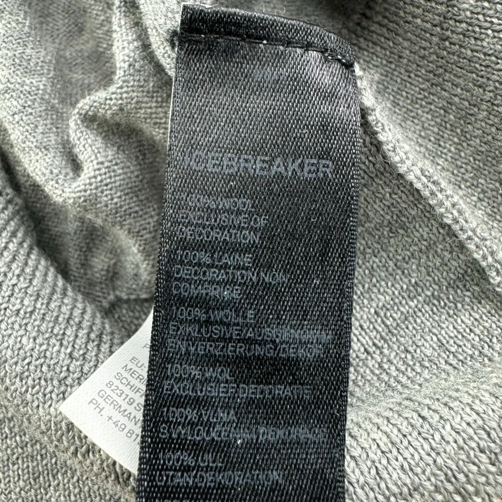 Icebreaker‎ Gray w/ Blue Stripe Long Sleeve Merino Wool Crewneck Sweater Size M